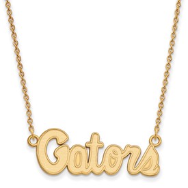 Sterling Silver Gold-plated LogoArt University of Florida Gators Script Pendant 18 inch Necklace