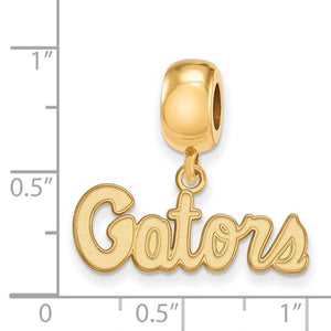 Sterling Silver Gold-plated LogoArt University of Florida Gators Script Extra Small Dangle Bead Charm