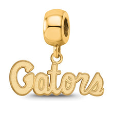Load image into Gallery viewer, Sterling Silver Gold-plated LogoArt University of Florida Gators Script Extra Small Dangle Bead Charm