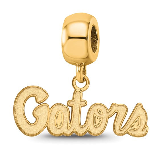 Sterling Silver Gold-plated LogoArt University of Florida Gators Script Extra Small Dangle Bead Charm