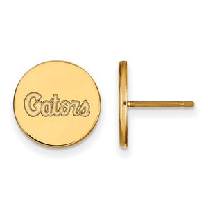 Sterling Silver Gold-plated LogoArt University of Florida Gators Script Small Disc Post Earrings