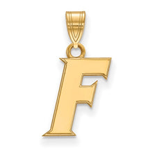 Load image into Gallery viewer, Sterling Silver Gold-plated LogoArt University of Florida Letter F Small Pendant
