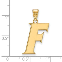 Load image into Gallery viewer, Sterling Silver Gold-plated LogoArt University of Florida Letter F Large Pendant