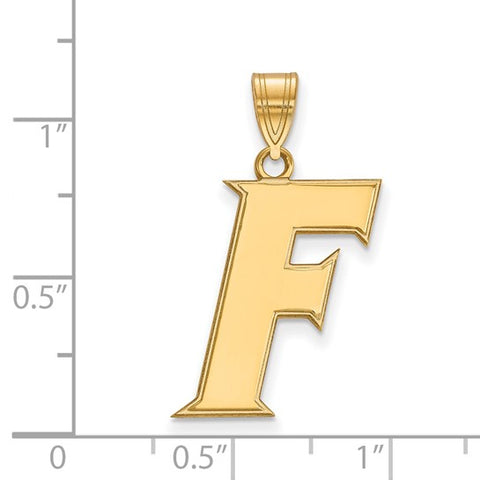 Sterling Silver Gold-plated LogoArt University of Florida Letter F Large Pendant