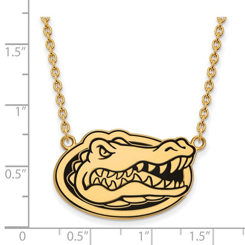 Sterling Silver Gold-plated LogoArt University of Florida Gators Pendant 18 inch Necklace