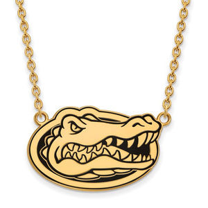 Sterling Silver Gold-plated LogoArt University of Florida Gators Pendant 18 inch Necklace