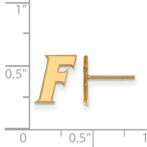 Sterling Silver Gold-plated LogoArt University of Florida Letter F Extra Small Post Earrings