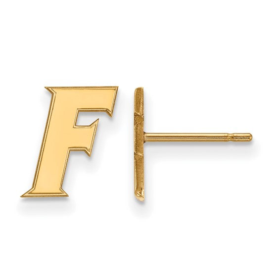 14k Yellow Gold LogoArt University of Florida Letter F Small Post Earrings