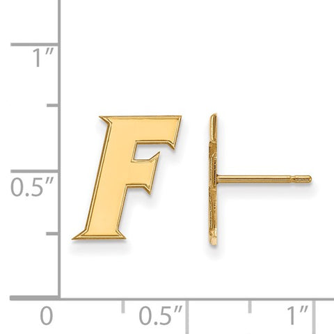 Sterling Silver Gold-plated LogoArt University of Florida Letter F Small Post Earrings