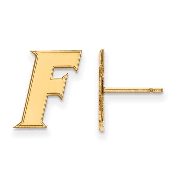 Sterling Silver Gold-plated LogoArt University of Florida Letter F Small Post Earrings