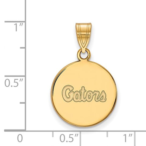 14k Yellow Gold LogoArt University of Florida Gators Script Medium Disc Pendant