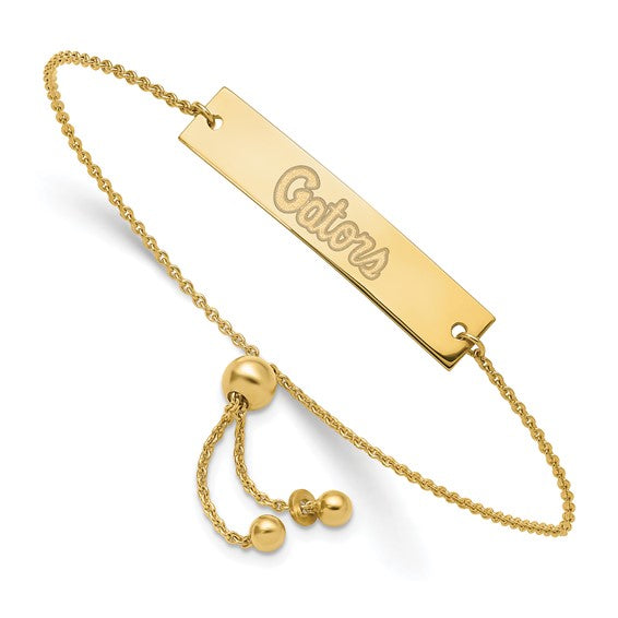 Sterling Silver Gold-plated LogoArt University of Florida Gators Script Small Bar Adjustable 9 inch Bracelet