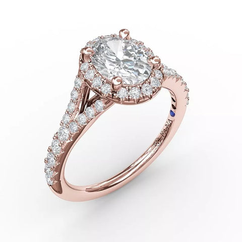 FANA Classic Diamond Halo Engagement Ring Setting with a Subtle Split Band