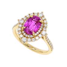 Load image into Gallery viewer, Vlora 14K Yellow Gold Pink Tourmaline &amp; Double Halo Diamond Ring 3.69CTW