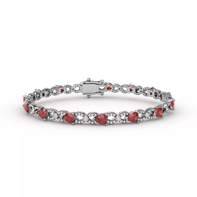 Fana Ruby and Diamond Pear Shape Bracelet