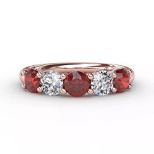 Load image into Gallery viewer, FANA Chunky Ruby and Diamond Shared Prong Anniversary Band