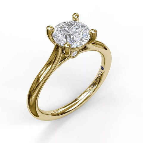 FANA Round Solitaire With Cathedral Band Engagement Ring