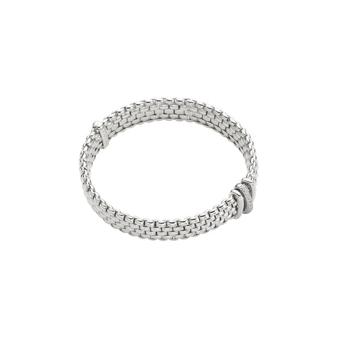 Fope Panorama Flex'it 18K White Gold Wide Bracelet 0.08 CTW -Size Small