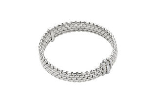 Fope Panorama Flex'it 18K White Gold Wide Bracelet with Diamond (0.23 CTW)