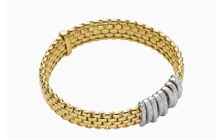 Fope Panorama Flex'it 18K Yellow Gold Wide Bracelet with Diamond (0.68 CTW)