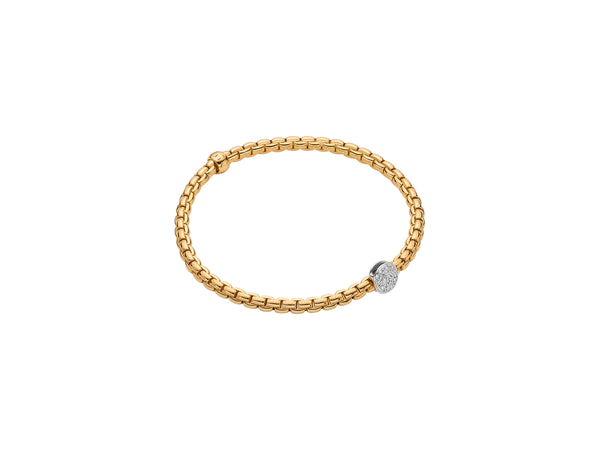 Fope EKA 18K Yellow Gold Diamond Bracelet (0.22 CTW) -Size Medium