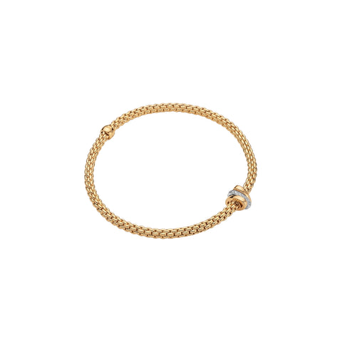 Fope PRIMA 18K Gold & Diamond Rondel Bracelet (0.10CTW) -Size Medium