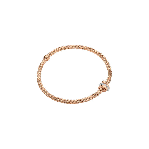 Fope PRIMA 18K Gold & Diamond Rondel Bracelet (0.10CTW) -Size Medium