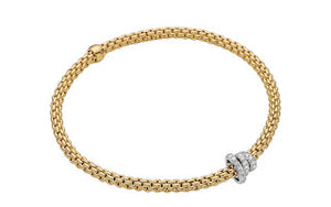 Fope PRIMA 18K Gold & Pave Diamond Rondels Bracelet (0.31CTW)