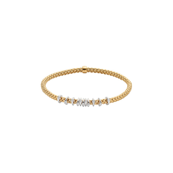 Fope PRIMA 18K Gold & Diamond Rondels Bracelet (0.15CTW) -Size Medium