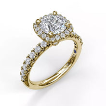 Load image into Gallery viewer, FANA Classic Diamond Halo Engagement Ring with a Gorgeous Side Profile