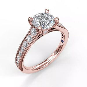 FANA Classic Diamond Engagement Ring with Detailed Milgrain Band