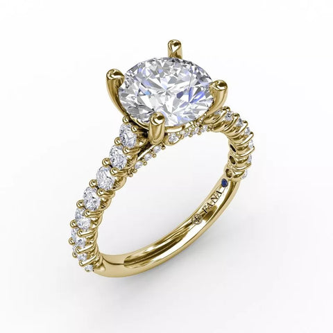 FANA Contemporary Diamond Solitaire Engagement Ring With Hidden Halo Gold
