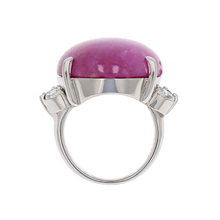 Load image into Gallery viewer, Estate Platinum Cabochon Star Ruby &amp; Diamond Fashion Ring