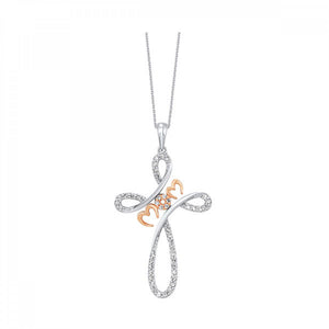 Sterling Silver Two Tone Cross Mom Pendant