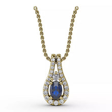 Load image into Gallery viewer, FANA 14k White Gold Oval Sapphire &amp; Diamond Pendant Necklace