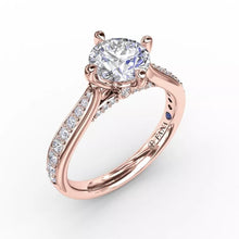 Load image into Gallery viewer, FANA Contemporary Diamond Solitaire Engagement Ring With Tapered Diamond Band Rose