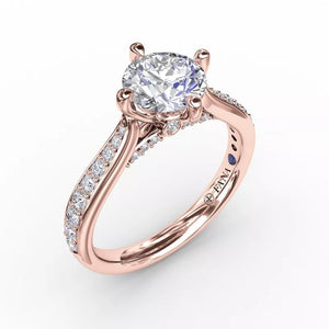 FANA Contemporary Diamond Solitaire Engagement Ring With Tapered Diamond Band Rose