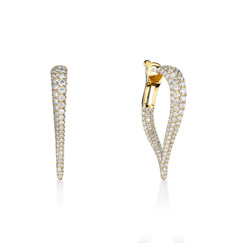 A. Link 4.16CTW Inside/Out Pave Diamond Small Flame Hoops 18K Gold