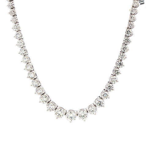 12.15CTW 3-Prong Riviera Necklace in 14K Gold