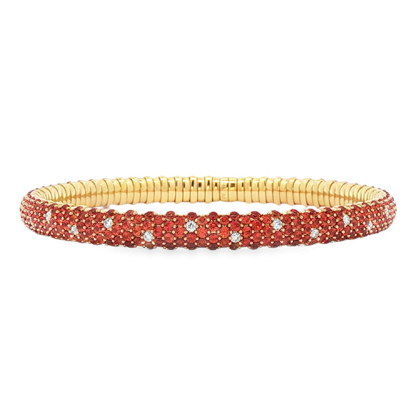 Orange Sapphire & Diamond Stretch Bracelet