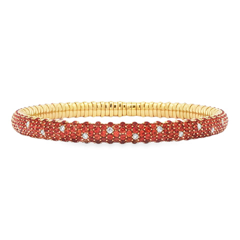 Orange Sapphire & Diamond Stretch Bracelet