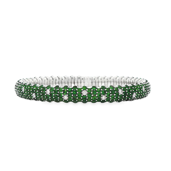 9.97 TGW Tsavorite & .65CTW Diamond Stretch Bracelet