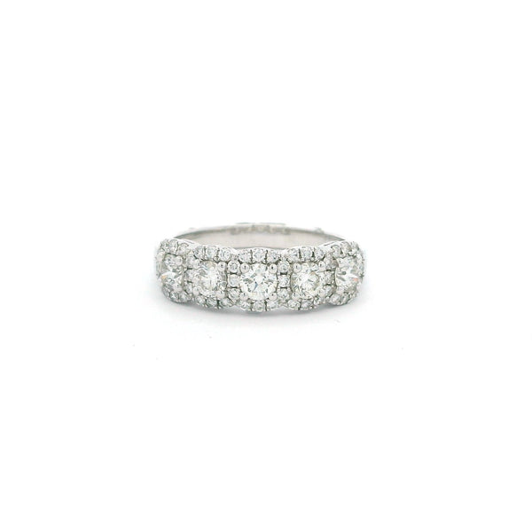 5 Stone Diamond Halo Band