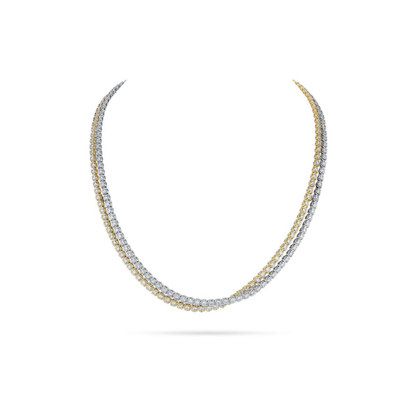 A. Link 13.00CTW 18K White & Yellow Gold Crossover Diamond Necklace