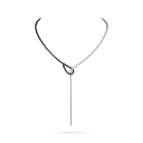 A. Link 9.57CTW Black & White Diamond Lariat Necklace 18K White Gold
