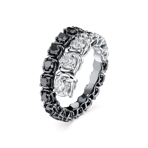 A. Link 2.45CTW Black & White Bypass Diamond Wrap Ring 18K White Gold