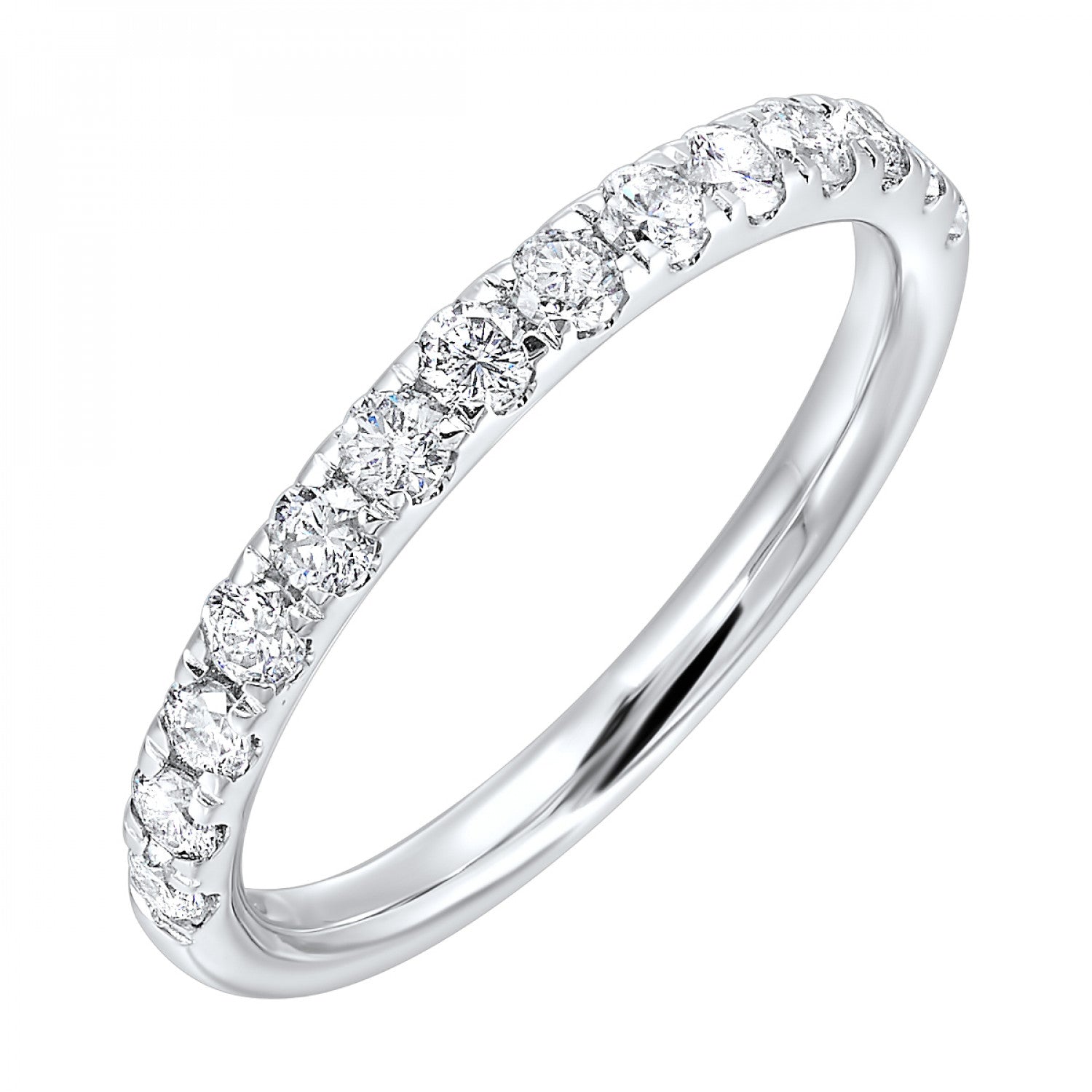 14K 1/2 Way Thin Pave Diamond Wedding Band