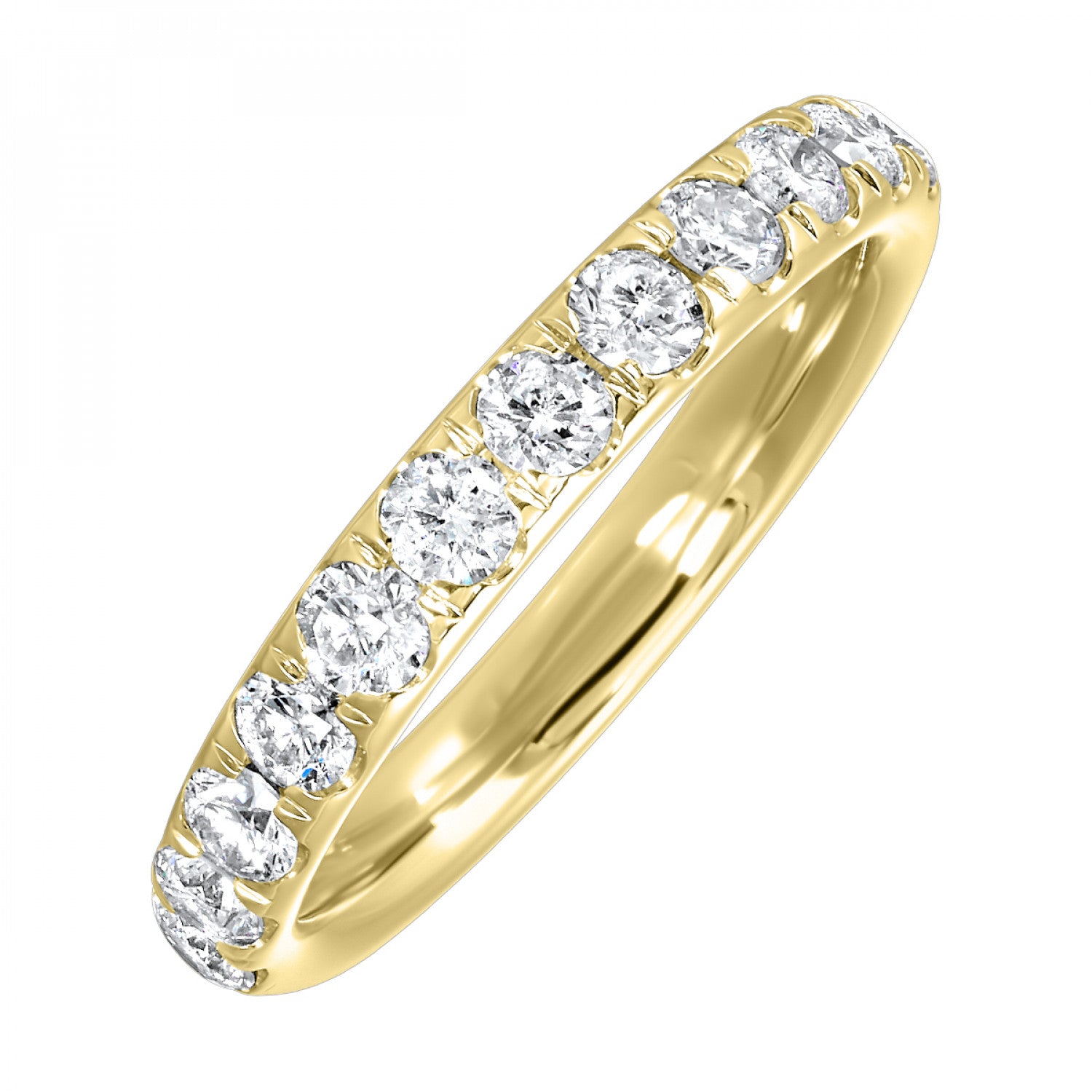 14K 1/2 Way Thin Pave Diamond Wedding Band