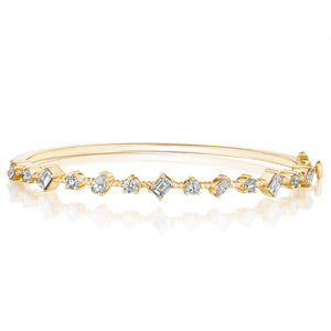Penny Preville 18K Yellow, White or Rose Gold Mixed Shape Fancy Cut Diamond Bangle Bracelet