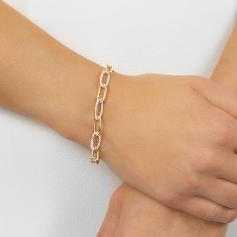 Gold Diamond Paperclip Bracelet